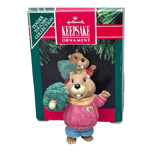 Hallmark Keepsake Ornament Set Of 1991 Elf In Boat Rapid Delivery Lot 3 Beaver - Picture 6 of 8